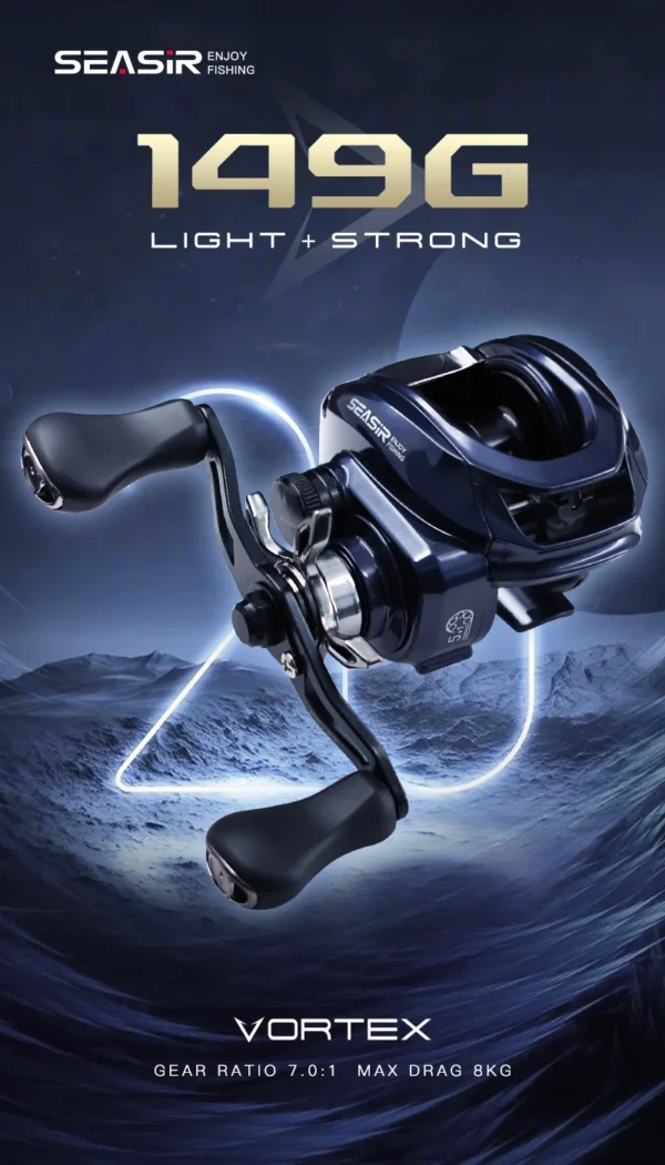Seasir Vortex Baitcasting Fishing Reel 7.0:1 High Speed Gear Ratio 5+1BB Max Drag 8kg Fresh Saltwater Fishing Coil - Image 9