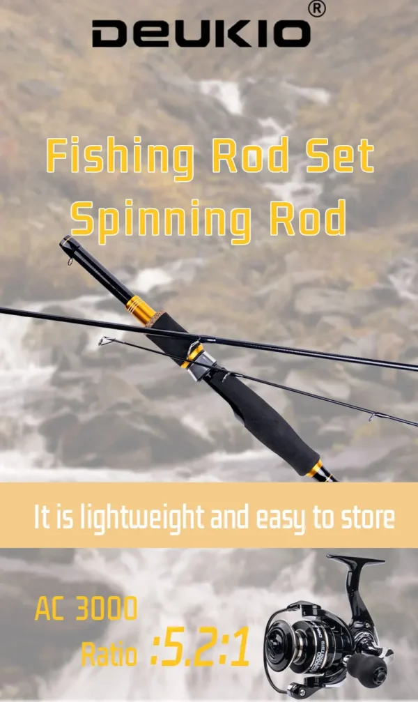 Fishing Rod Reel Combo 1.8 2.1m Carbon Fiber Spinning Rod and 5.2:1 Gear Ratio Spinning Reel Max Drag 8kg for Fresh Saltwater - Image 7