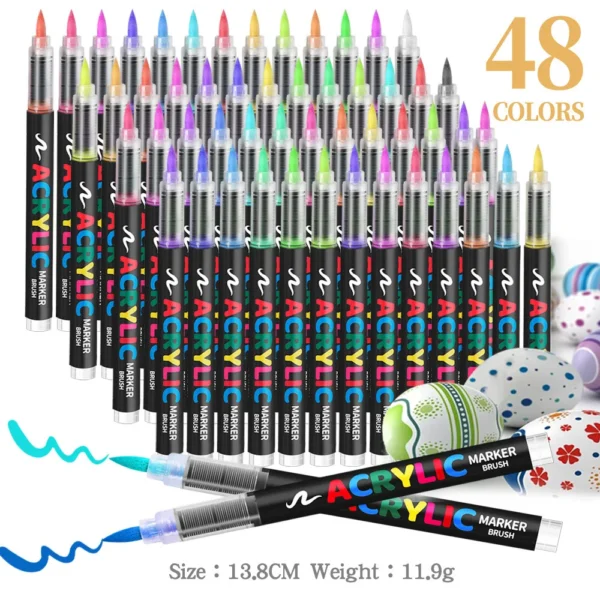60/72/120/168 Color Acrylic Paint Pen Marker Brush Tip Paint Marker For Rock Painting Wood Canvas Stone Christmas Gift DIY Craft - Image 14