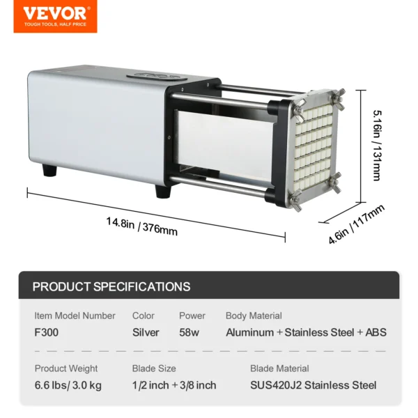 SucceBuy French Fry Cutter Potato Slicer 1/2 3/8 1/4-Inch Stainless Steel Blades for French Fries Cucumber Vegetables Carrot - Image 15