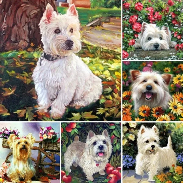 Dog Diamond Painting West Highland White Terrier 5D Full Square/Round Diamond Mosaic Decor DIY Cross Stitch Kit Diamond Art Gift