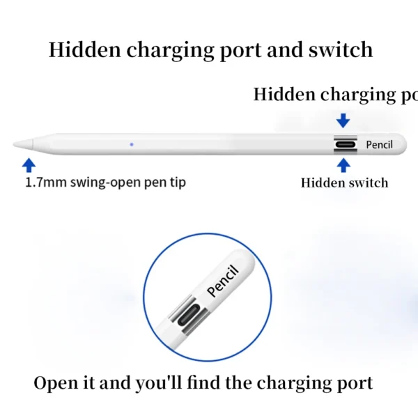 Stylus for iPad pencil usb-c iOS Tablet Stylus Palm Repulsion Tilt Pressure sensing with Power display iPad 6 7 8 9 10 Pro 3 4 5 - Image 5
