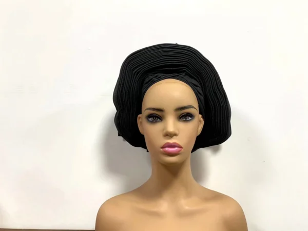 African Sego Gele Headtie Already made Auto Turban Afro Aso Ebi Oke Pink Blue With Stone Beawide Nigerian Brim For Wedding Party - Image 32