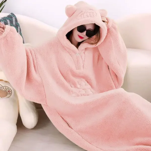 WOSTAR Winter soft fleece blanket with sleeves hooded Sweater blanket wearable oversized outdoor warm flannel hoodie blanket - Image 12