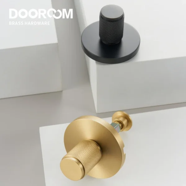 Dooroom Brass Knurled Hidden Door Lock Set Living Room Bathroom Invisible Thumb Turn Matt Black Brushed Brass Open In Emergency - Image 2