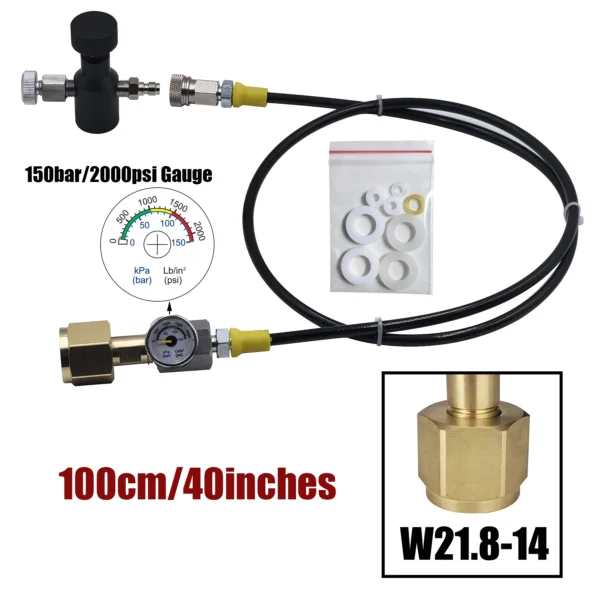 Soda Water Carbon Dioxide Cylinder TR21 Valve Fill Station Refill Adapter Quick Charging Hose Gauge Kit CO2 Bottle Tank Filling - Image 9