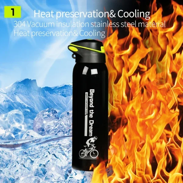 500ML Bicycle Water Bottle Vacuum Stainless Steel Cycling Water Bottle Double Walled Simple Thermo Mug Insulated With Straw - Image 3