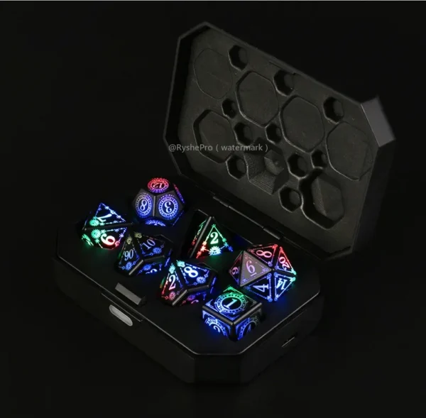LED Dice Set for Dungeon and Dragon Cool DND Dice with Charging Box Rechargeable 7 Color Polyhedral Role Playing Dice - Image 18