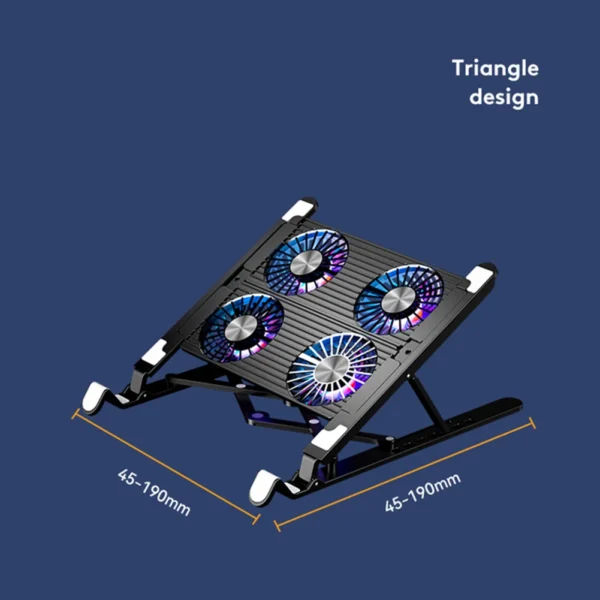 Notebook Base with Cooler Laptop Stand Cooling Pad Silent Gaming Laptop Cooler Fan Portable Cooling Base for Laptop with 2/4 Fan - Image 6