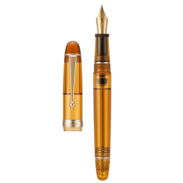 Asvine V126 Vacuum Filling Fountain Pen EF/F/M Nib, Beautiful Transparent Brown/ Matte Blue, White Acrylic Writing Gift Set - Image 16