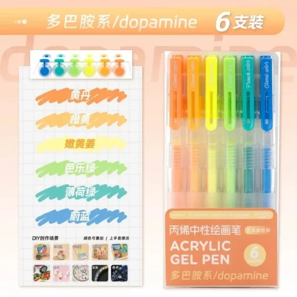 36/12 Colors Acrylic Gel Pen 1.0mm Large Capacity Student Writing Pen Painting Drawing Office School Supplies Stationery - Image 25