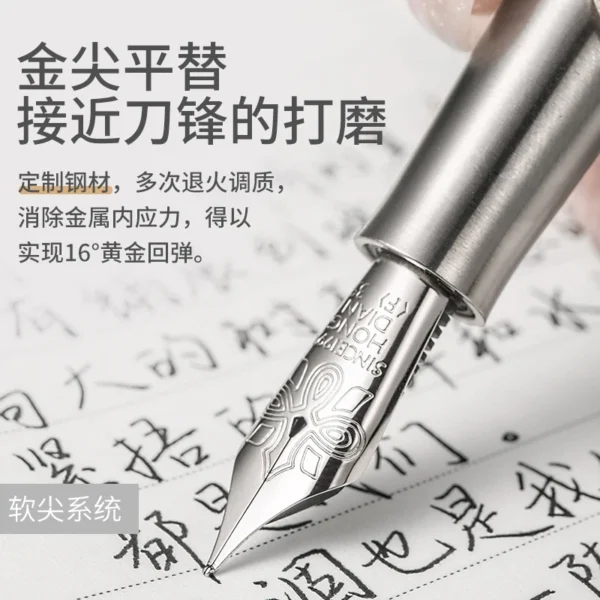 LT Hongdian Titanium Alloy T1 Fountain Pen Replaceable Cartridge Calligraphy Gift Box Business Student Sign Pen - Image 4