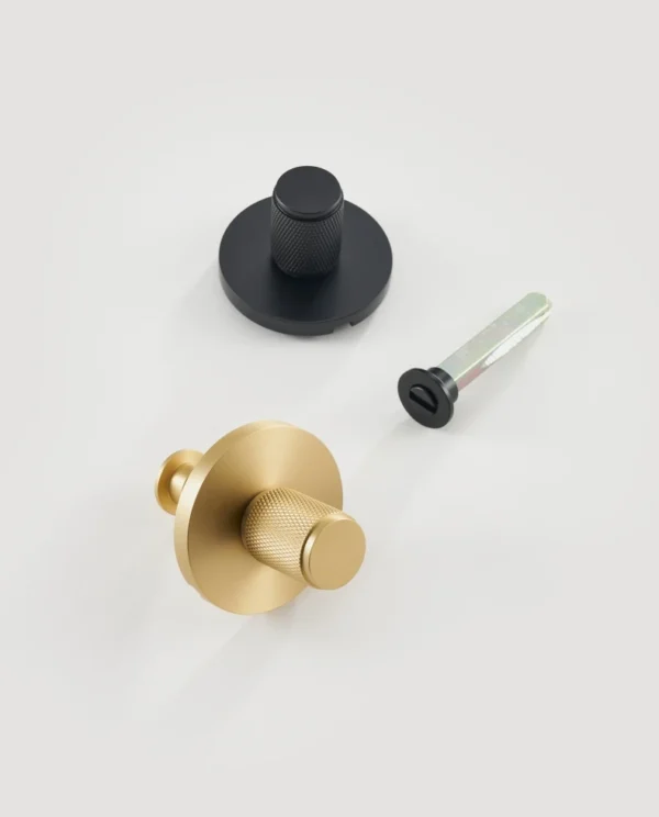 Dooroom Brass Knurled Hidden Door Lock Set Living Room Bathroom Invisible Thumb Turn Matt Black Brushed Brass Open In Emergency - Image 23
