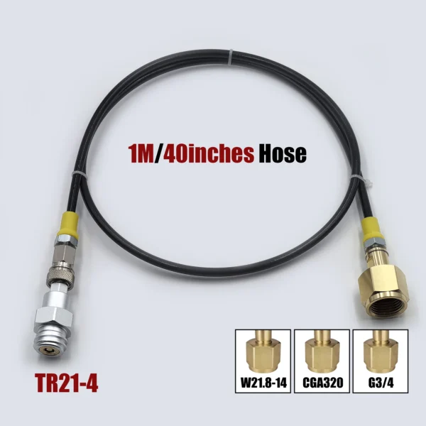Soda Water Maker Accessories Spring Cover Hose W21.8-14 G3/4 CGA320 with Quick Disconnect Connector CO2 Tank Cylinder Adapter - Image 2