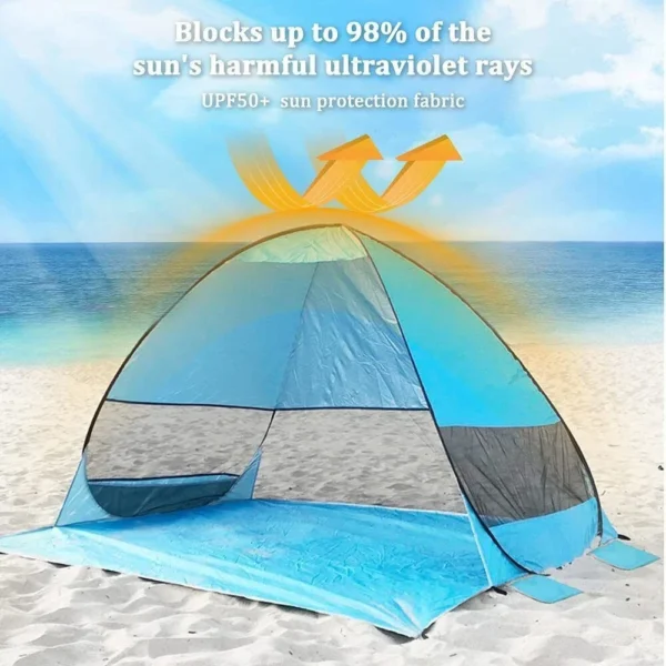 Pop Up Beach Tent Outdoor Camping Travel Shade Sun Shelter Tent Lightweight Folding Waterproof UV Protection Tents 2-3 Man/Women - Image 10