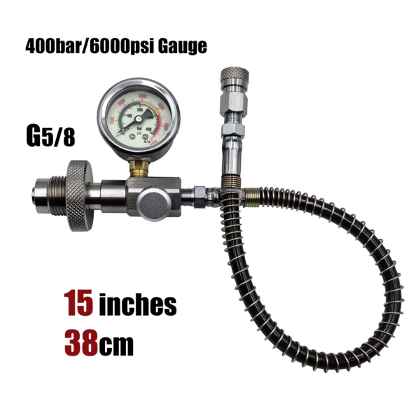 HP Filling Station Chargeing Adapter DIN Connector Big Tank To Small Bottles HPA Scuba Diving With Hose 6000psi/400bar Gauge - Image 14