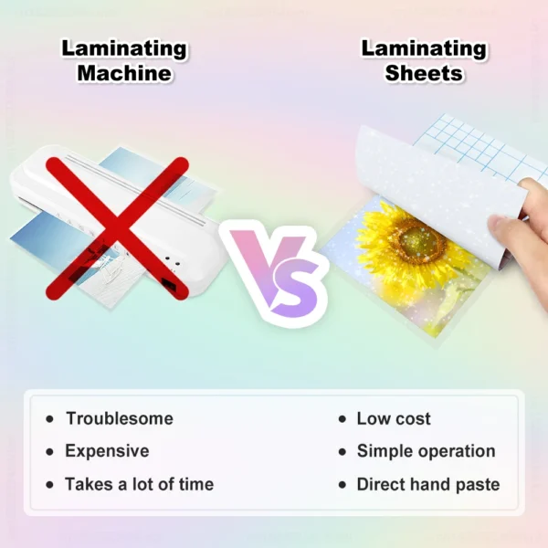50 Sheets Glitter Cold Lminated Film Overlay Photo Paper Card DIY A4 Size Cold Laminating Sheet Waterproof Transparent Paper - Image 5