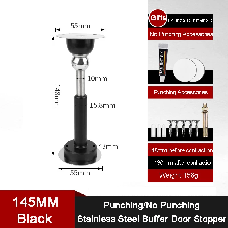 Hydraulic Buffer Door Stopper Stainless Steel Strong Magnetic Doorstop Floor Wall Mount Nail-free Anti-collision Mute Door Touch - Image 13