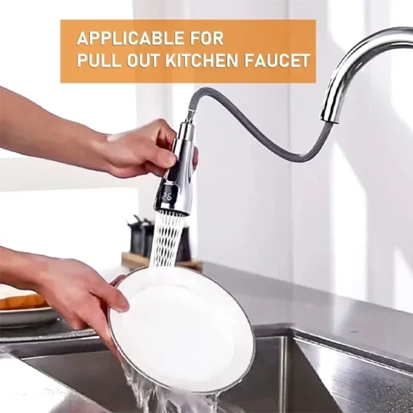 Kitchen Faucet Nozzle Pull Out Sink Water Tap Nozzle LED Digital Display Faucet Adapter Universal 1/2" Taps Bubbler Connector - Image 3