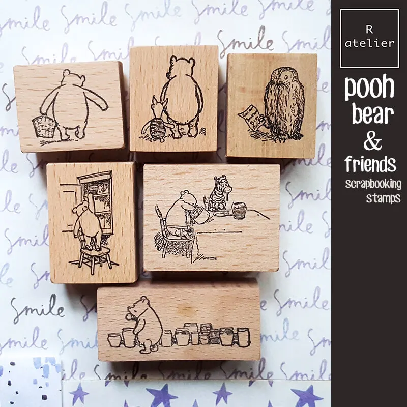 Stamp Pooh Bear Scrapbooking Journaling Diary Decoration Kawaii Bear Wooden Stamps