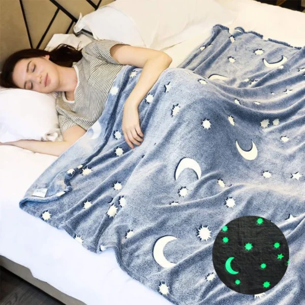 Luminous Blanket Geometric Print Unicorns Coral Fleece Blanket Glowing Stars Child Air Conditioner Thin Blanket Throw Home Sheet - Image 17