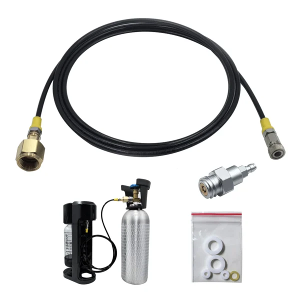 Soda Water Maker Accessories Spring Cover Hose W21.8-14 G3/4 CGA320 with Quick Disconnect Connector CO2 Tank Cylinder Adapter