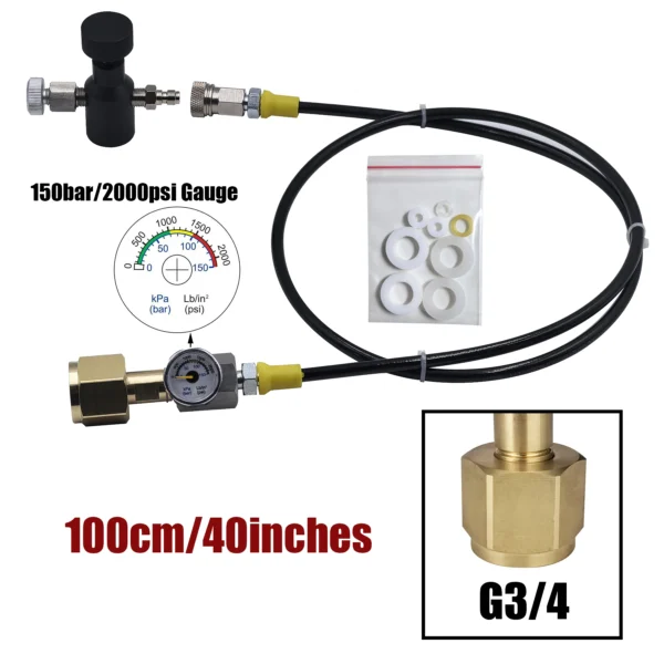 Soda Water Carbon Dioxide Cylinder TR21 Valve Fill Station Refill Adapter Quick Charging Hose Gauge Kit CO2 Bottle Tank Filling - Image 7
