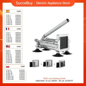 SucceBuy French Fry Cutter Potato Slicer 1/2 3/8 1/4-Inch Stainless Steel Blades for French Fries Cucumber Vegetables Carrot