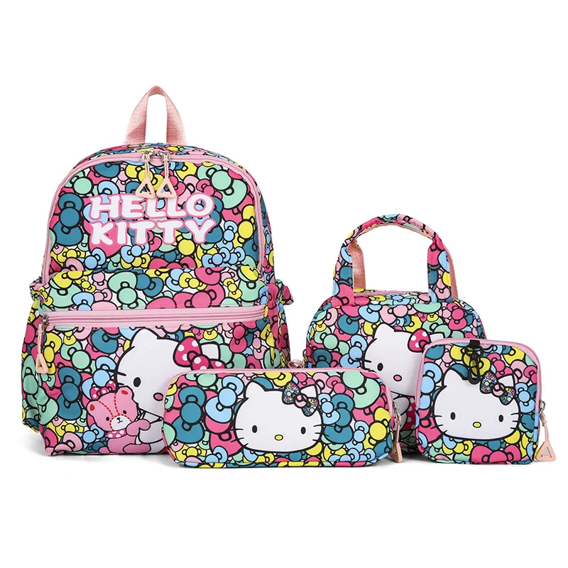 4Pcs School Bag Set For Elementary School Students Cartoon Printed Hello Kitty Kuromi Junior High School Backpack With Pen Bag - Image 11