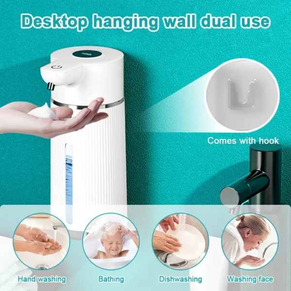 420ML Automatic Foaming Soap Dispenser 4 Gear Infrared Sensor USB Rechargeable Sanitizer Dispenser Wall Mounted IPX6 - Image 4