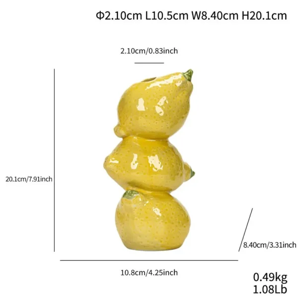Ceramic Vase Orange Lemon Watermelon Fruit Fresh Flower Tabletop Centerpiece Home Living Room Office Decoration Desktop - Image 7