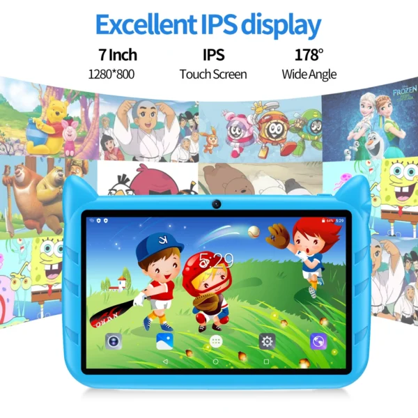 BDF New 7 Inch Cartoon Pattern Kids' tablets Quad Core 4GB RAM 64GB ROM 5G WiFi Learning Education Games Tablet Children's Gift - Image 2