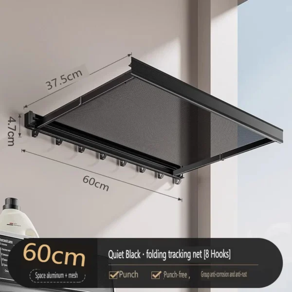 Balcony Drying Racks Retractable Drying Net Foldable Multifunctional Stainless Steel Sock Wall Shelf Bathroom Portable Organizer - Image 6