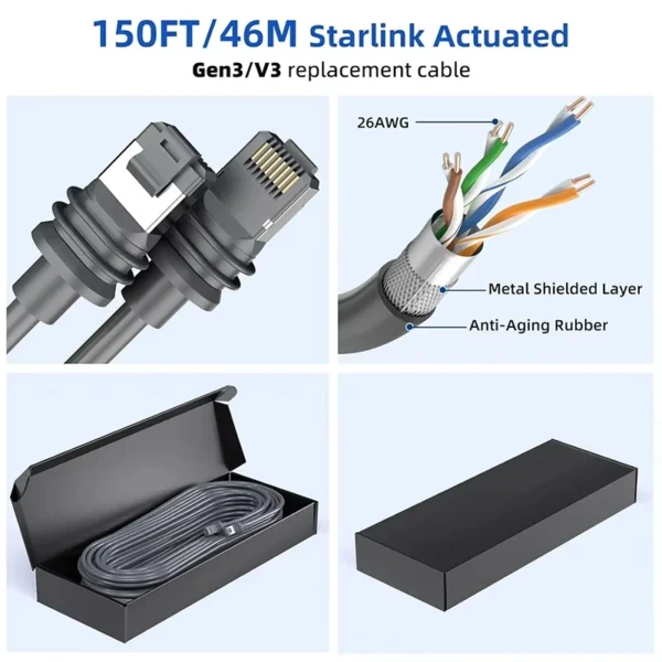 Starlink Gen 3 V4 MINI Cable Waterproof for Starlink Standard Actuated Gen 3 /Satellite V4 Starlink Ethernet Cable Gen 3 V4 MINI - Image 6