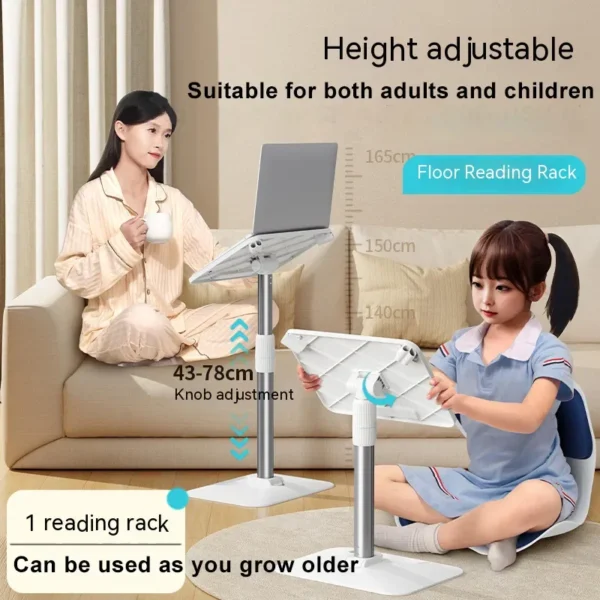Oatsbasf Floor Reading Stand 43-78cm Height Adjustable Tablet Stand Book Shelf Liftable Reading Table  Foldable iPad Holder - Image 3
