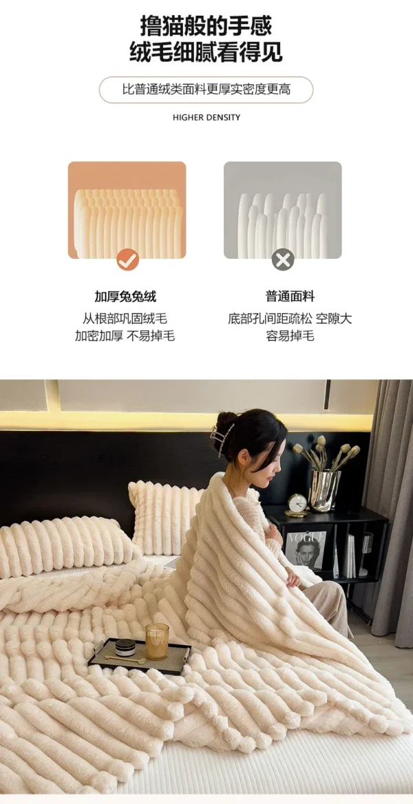 New Artificial Rabbit Plush Autumn Warm Blankets for Beds Soft Coral Fleece Sofa Throw Blanket Comfortable Thicken Bed Sheet - Image 21