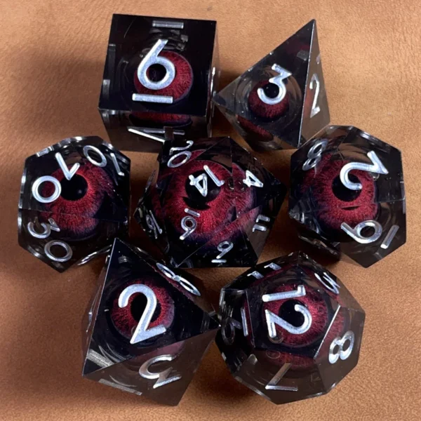 7PCS Polyhedral Crystal Liquid Core Dragon Eye DND Dice Set for Dungeon and Dragon Pathfinder RPG Role Playing Games Gift Toy - Image 2