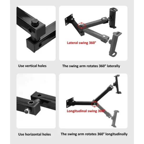 1pcs Wall Mount Tablet Stand Long Arm Stretchable Cell Phone Wall Holder Adjustable Metal Wall IPad Stand for IPhone 4-13 Inches - Image 11