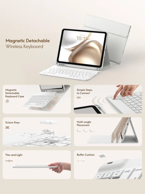 2025 M3 For iPad Air7 Air2 13 11 Case Keyboard Wireless Mouse Magic M2 For iPad 10th Air6 Air 13 Case Bluetooth Keyboard Cover - Image 2