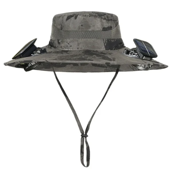 Solar Fan Hat Outdoor Fishing Hat with 2 Solar Fan Wide Brim Bucket Hat Summer Cap for Men Outdoor Camping Fishing Hiking - Image 13
