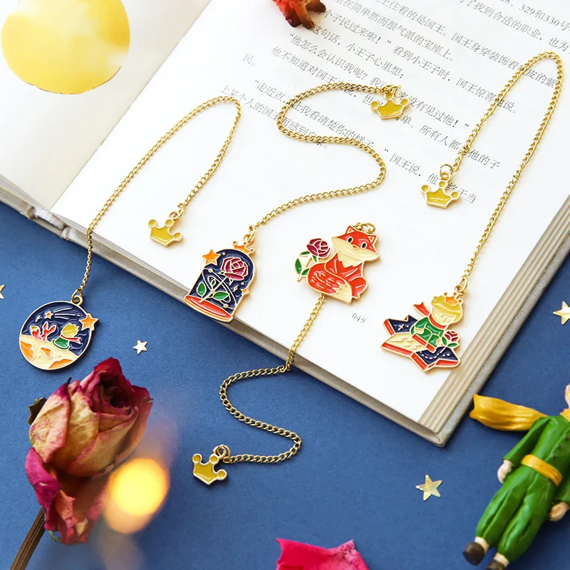 32pcs/lot Creative Little Prince Metal Pendant Bookmark Cute Book Marks Paper Clip School Office Supplies wholesale