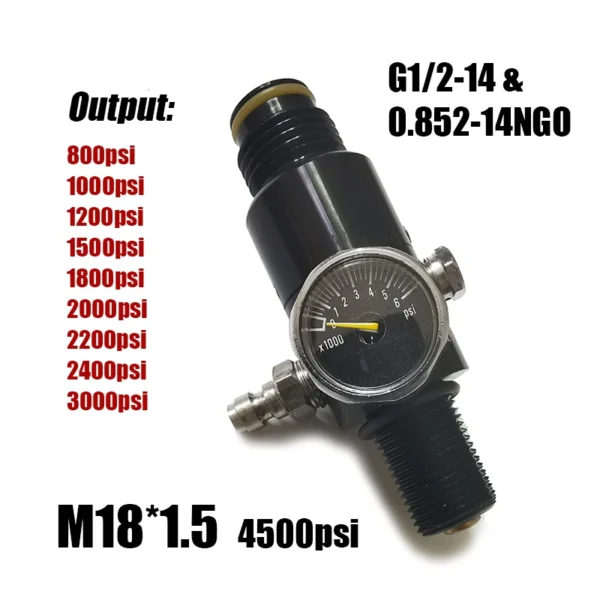 Cylinder M18*1.5 Regulator Compressed Air 4500psi Tank Bottle Output Pressure 800psi to 3000psi HPA Accessories - Image 2