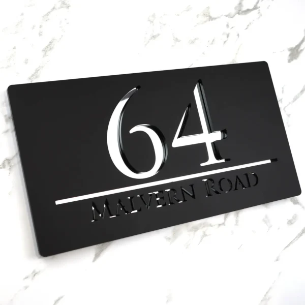 Matte Black Gray Personalized Laser Cut Large Acrylic Modern 3D Floating House Number sign Outdoor Street Family Name Plaque Are - Image 8