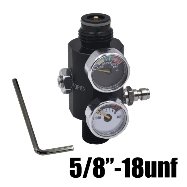 HPA Regulator with Pin Air Valve Regulated Output 0 to 3000psi M18*1.5, 5/8"-18UNF Dual Gauge Adjustable Pneumatic Fill Station - Image 7