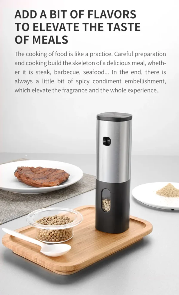 Electric Black Pepper Grinder, Automatic Adjustable Coarseness Salt and Pepper Mill Battery Operated Refillable Stainless Steel - Image 17