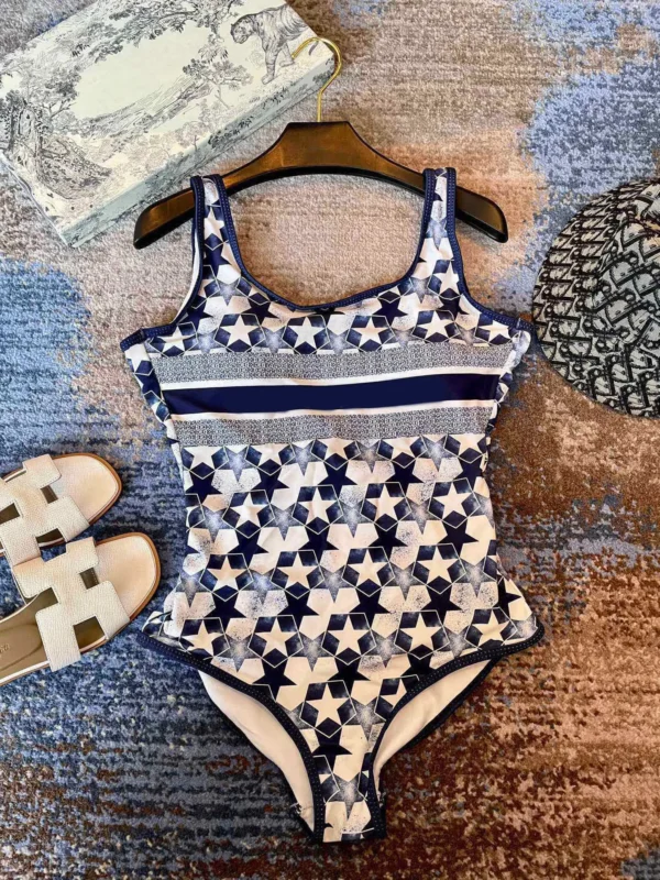 2025 Summer New Women's Retro Pattern Printed Personalized Sexy Open Back one-piece Swimsuit - Image 10