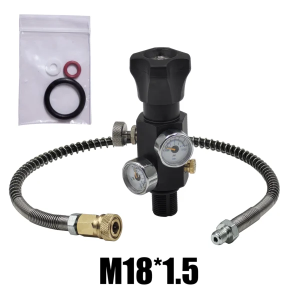 Charging Valve Scuba Filling Station HPA Compressed Air Tank Hose 20inches With Dual Gauge M18x1.5 or 5/8"-18UNF 4500Psi/300Bar - Image 6