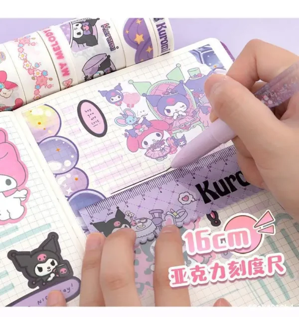 Sanrio Stationery Set My Melody Kuromi Notebook Stickers Neutral Pen Ruler Tweezers Kids Girl Material Gift Pack School Supplies - Image 20