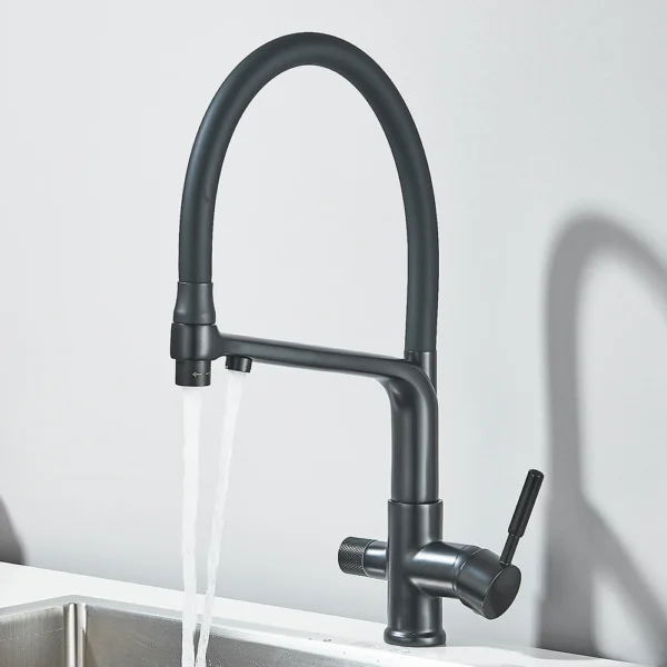 Brushed Gold Kitchen Faucet Filtered Water Dual Spout Purification Feature Kitchen Tap 360 Rotation Water Crane For Kitchen - Image 17