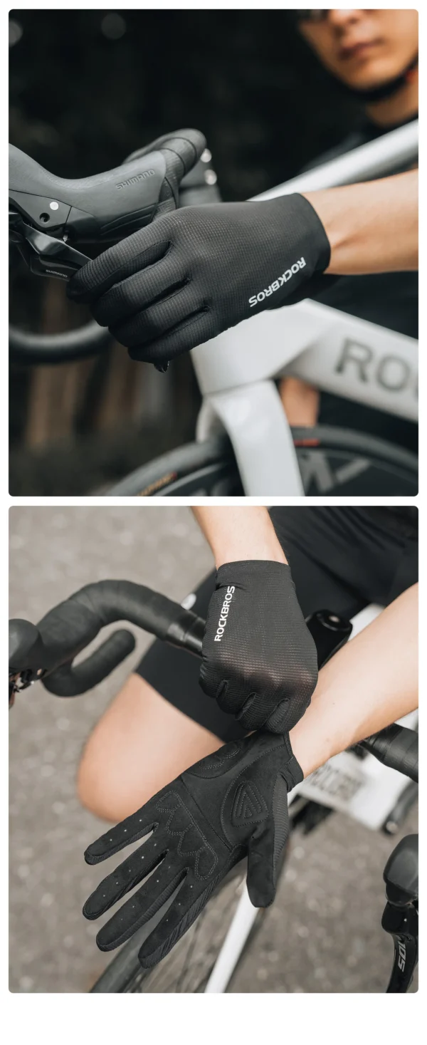 ROCKBROS Cycling Gloves SBR Shock Absorption Full Finger Bike Gloves Seamless Non-Slip Breathable Windproof Riding Gloves - Image 18